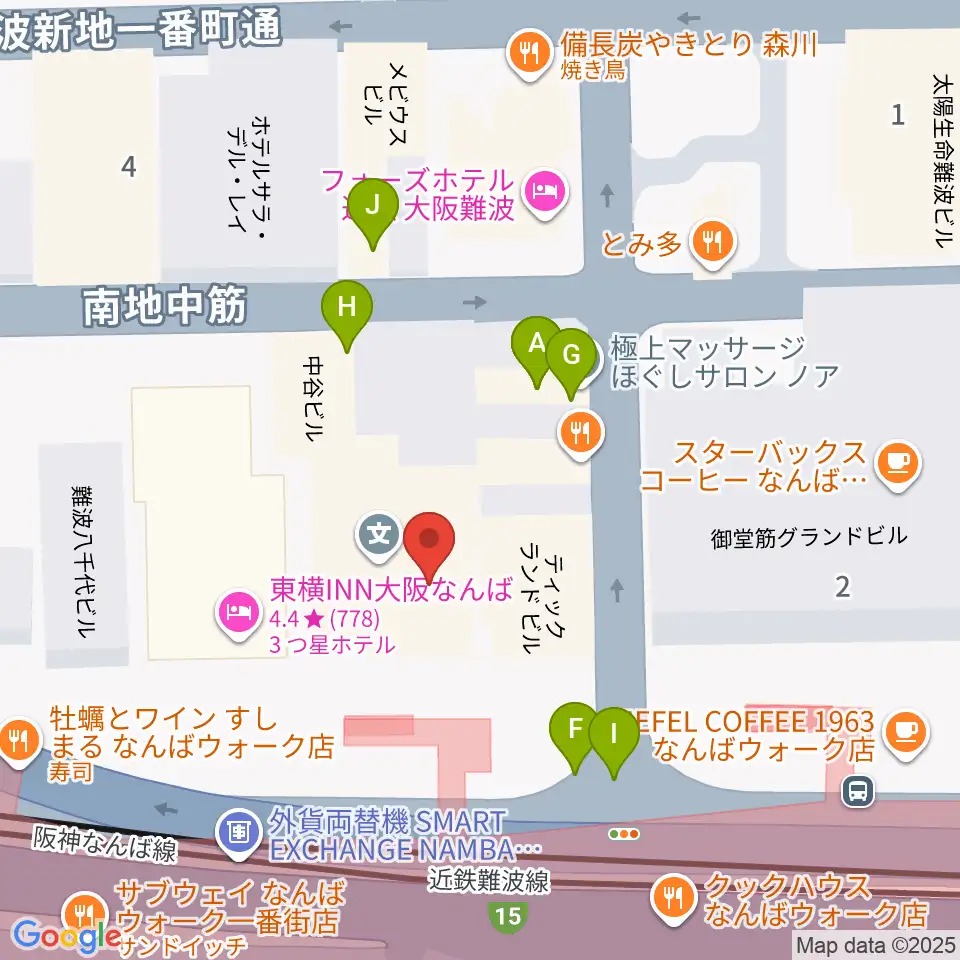 スタジオ246なんば周辺のファミレス・ファーストフード一覧地図