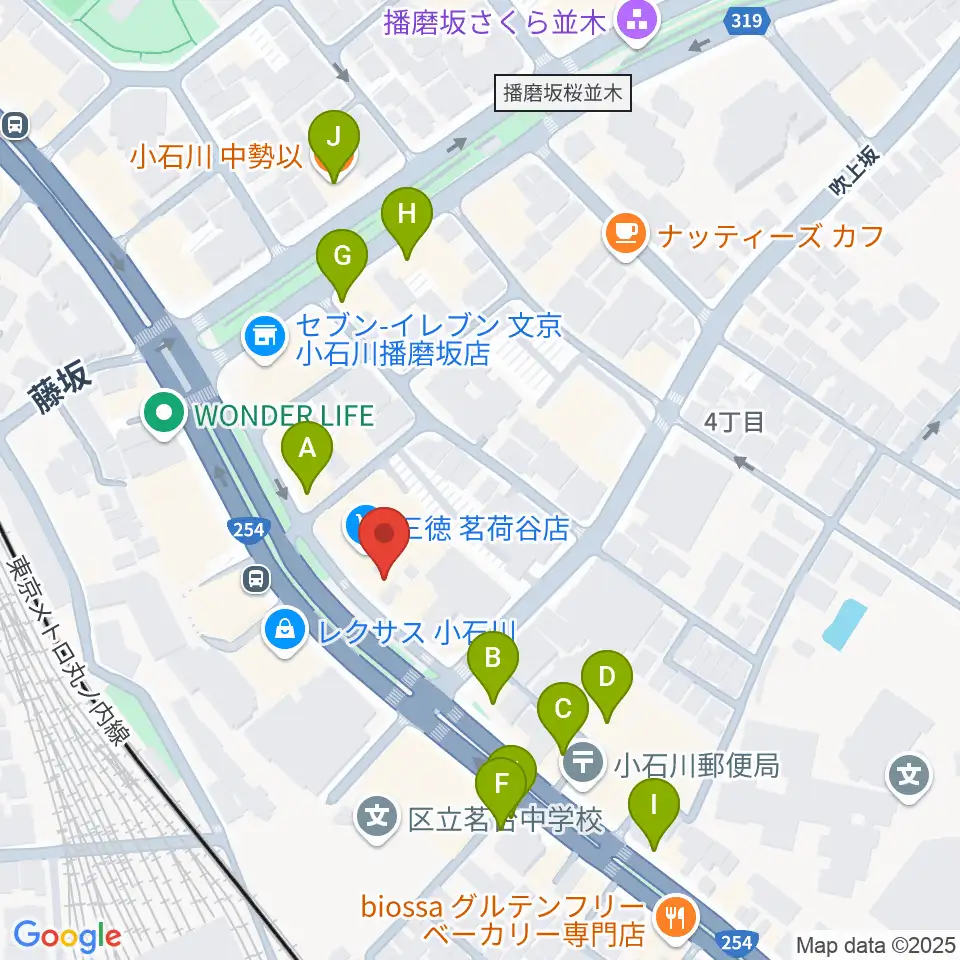 コムコムミュージックスクール周辺のファミレス・ファーストフード一覧地図