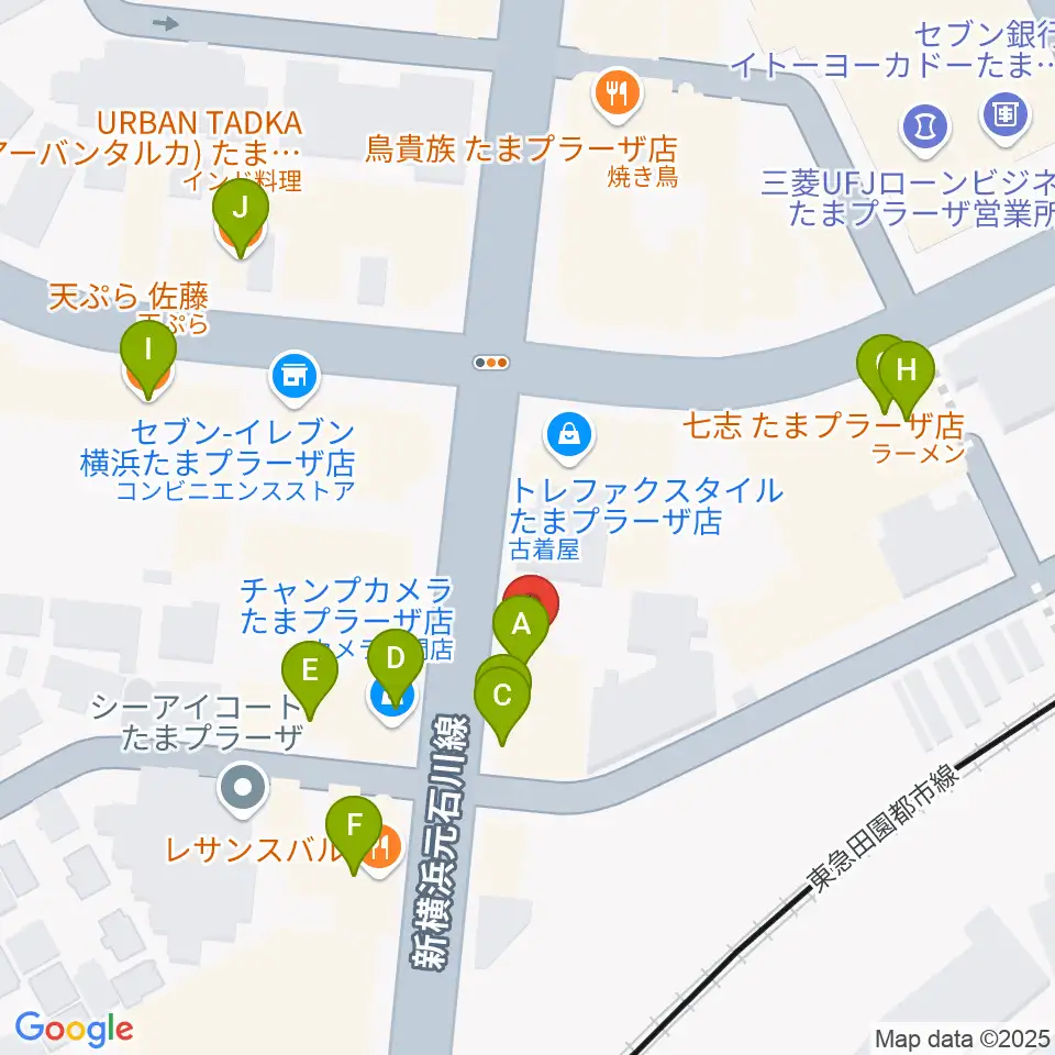 グレースハープ横浜たまプラーザ店周辺のファミレス・ファーストフード一覧地図