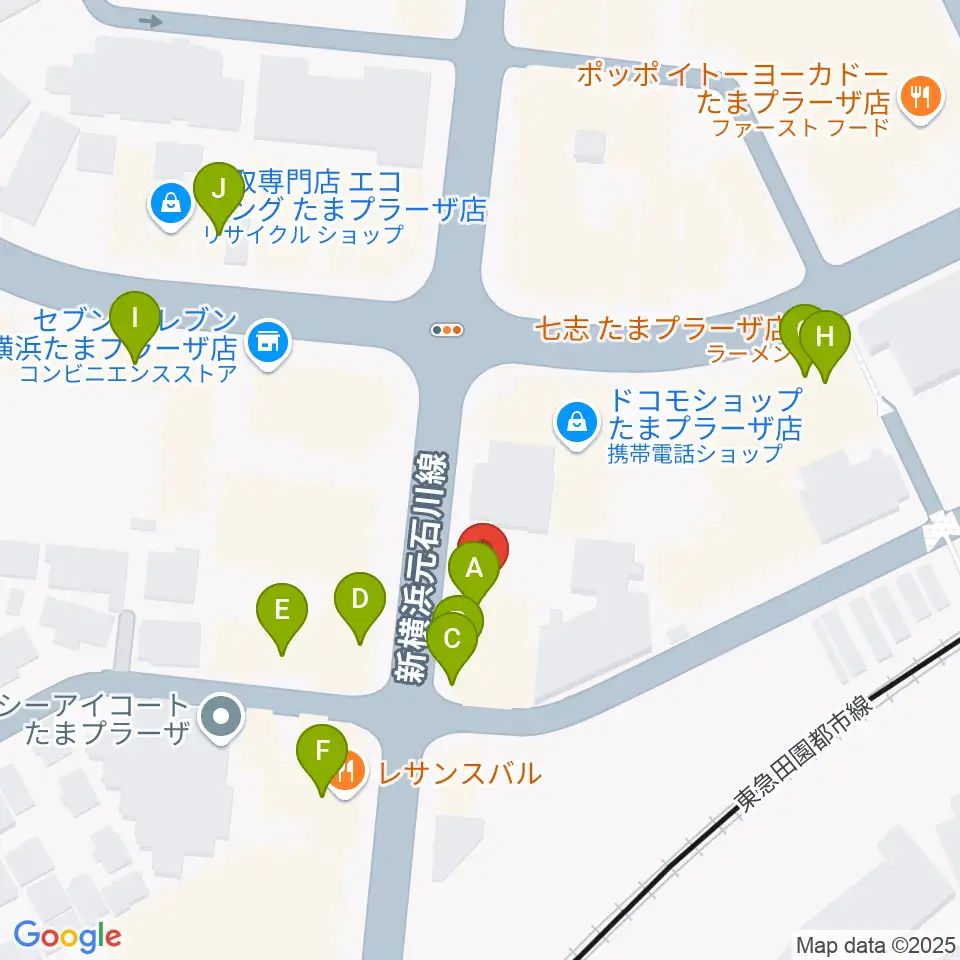 グレースハープ横浜たまプラーザ店周辺のファミレス・ファーストフード一覧地図