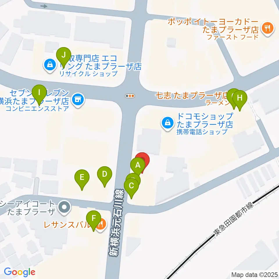 グレースハープ横浜たまプラーザ店周辺のファミレス・ファーストフード一覧地図