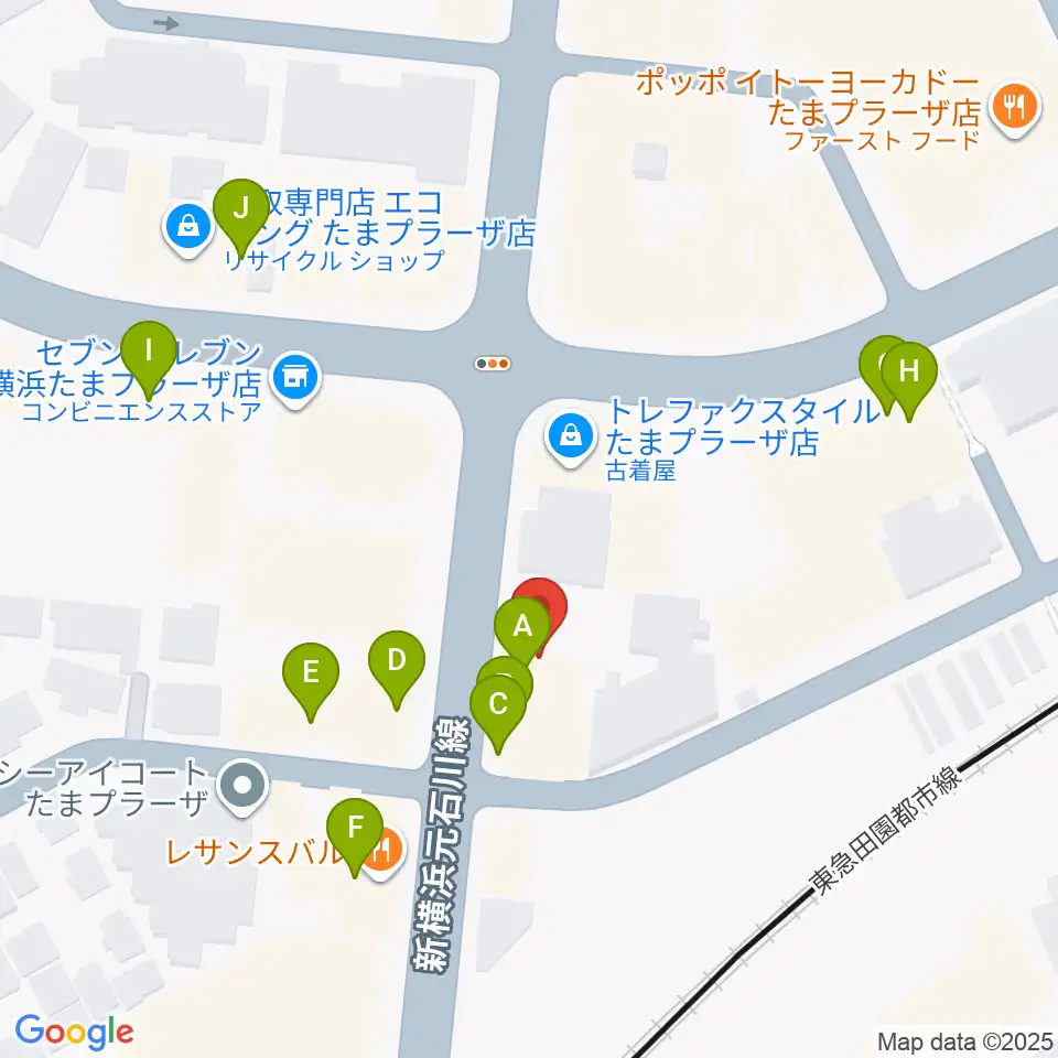 グレースハープ横浜たまプラーザ店周辺のファミレス・ファーストフード一覧地図