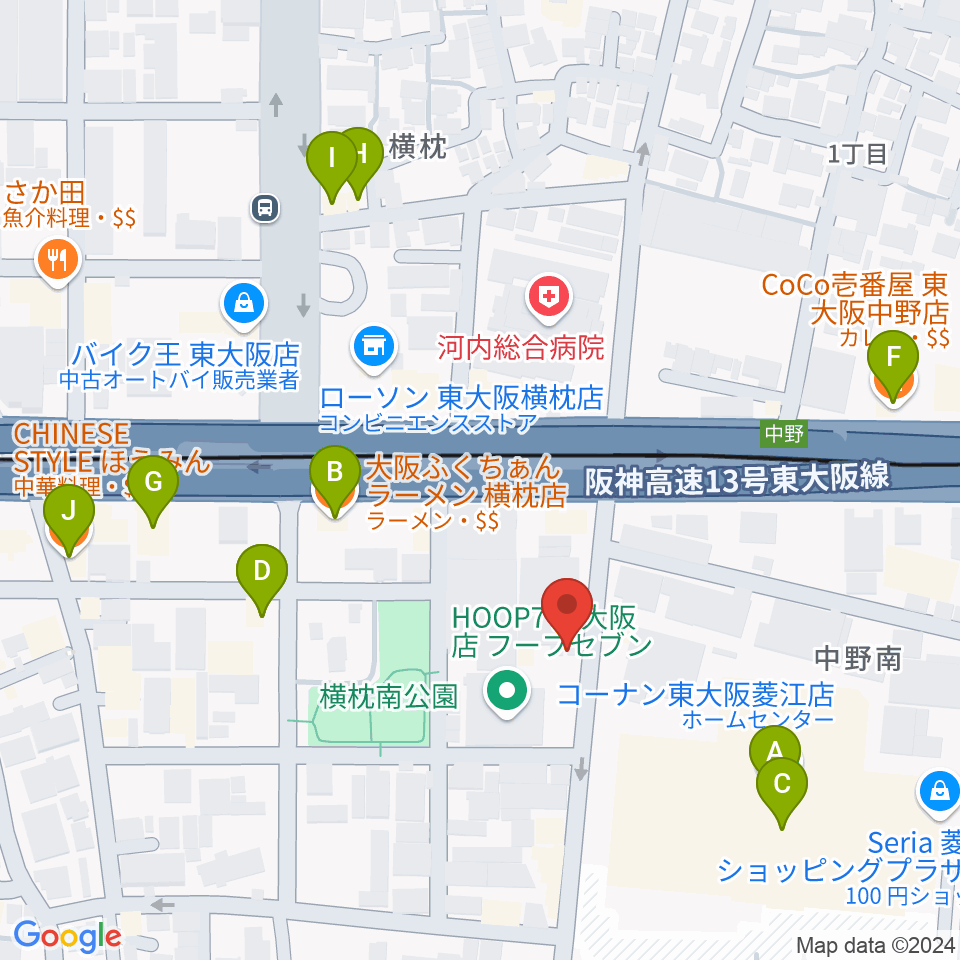 スタジオジャンクサウンド周辺のファミレス・ファーストフード一覧地図