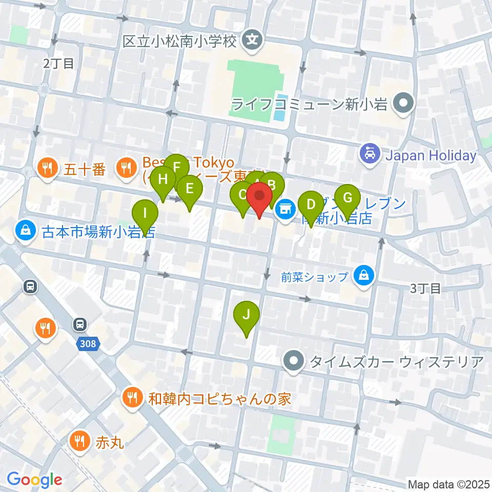 新小岩BOTTON CLUB周辺のファミレス・ファーストフード一覧地図