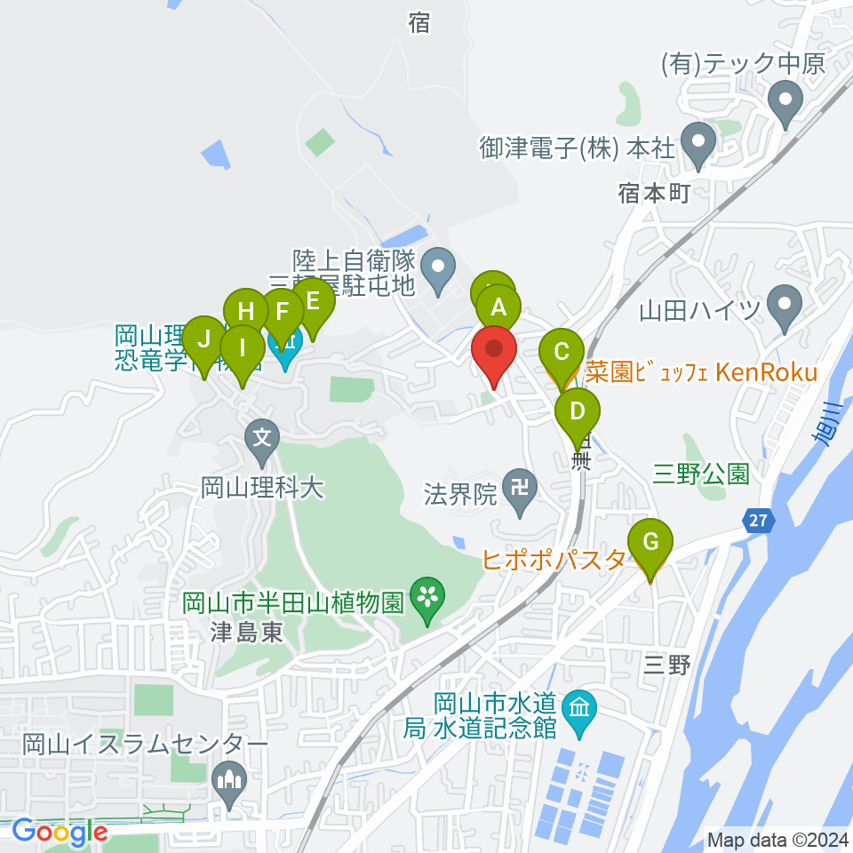 半田山スタジオ周辺のファミレス・ファーストフード一覧地図