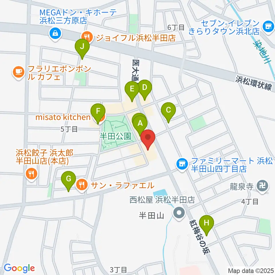 田村音楽教室ジャズインビーフラット周辺のファミレス・ファーストフード一覧地図