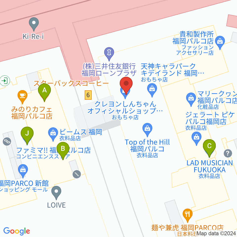 イシバシ楽器 福岡パルコ店周辺のファミレス・ファーストフード一覧地図