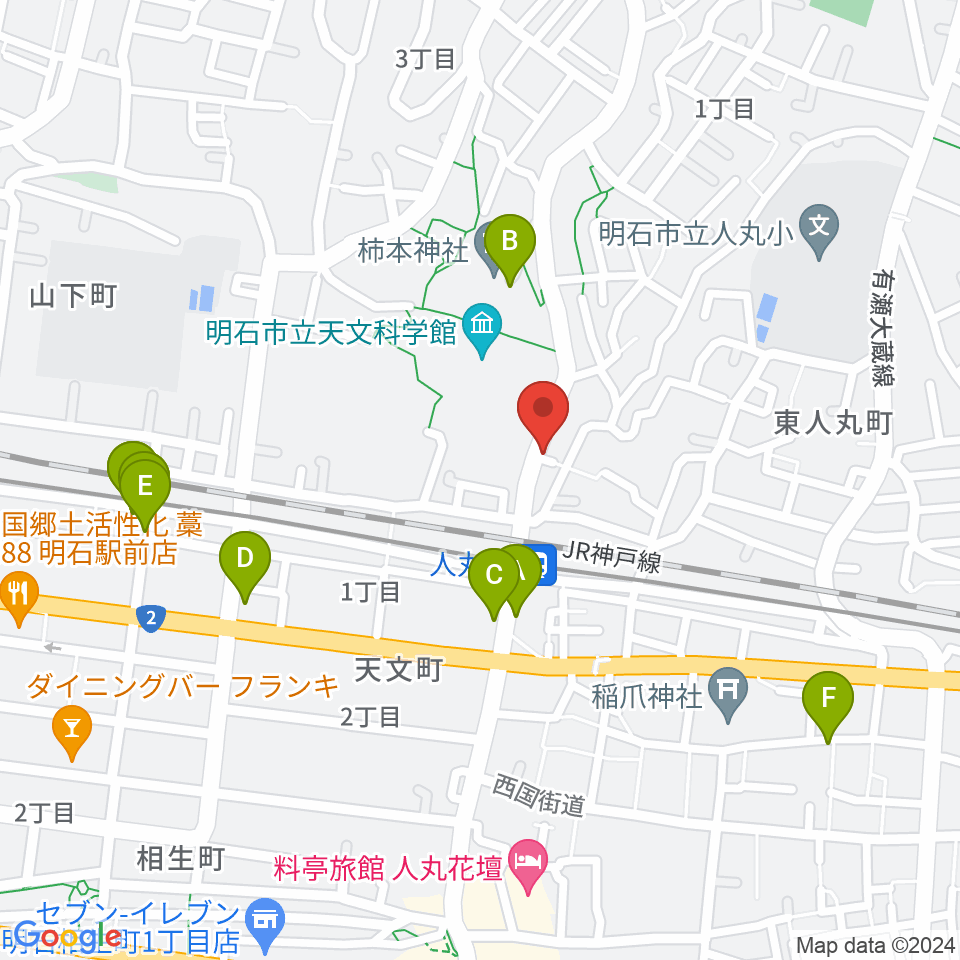 楽器の修理屋プロタック周辺のファミレス・ファーストフード一覧地図