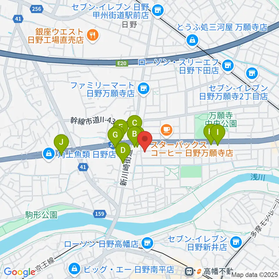 スタジオログ周辺のファミレス・ファーストフード一覧地図
