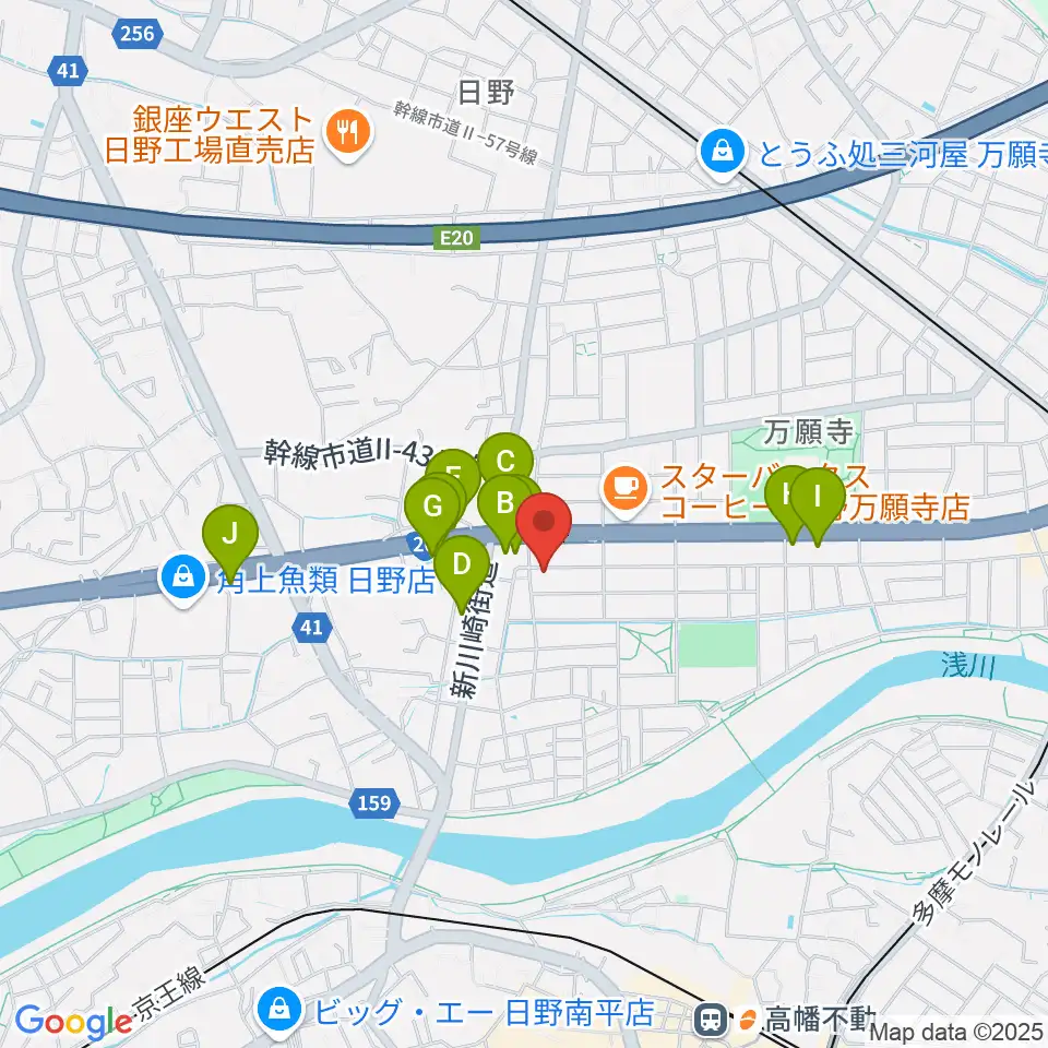 スタジオログ周辺のファミレス・ファーストフード一覧地図
