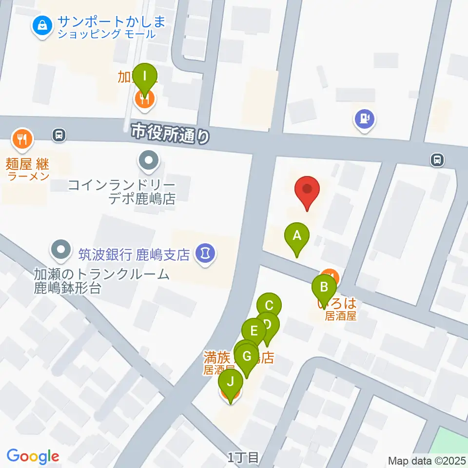 オワリヤ楽器 鹿島センター周辺のファミレス・ファーストフード一覧地図