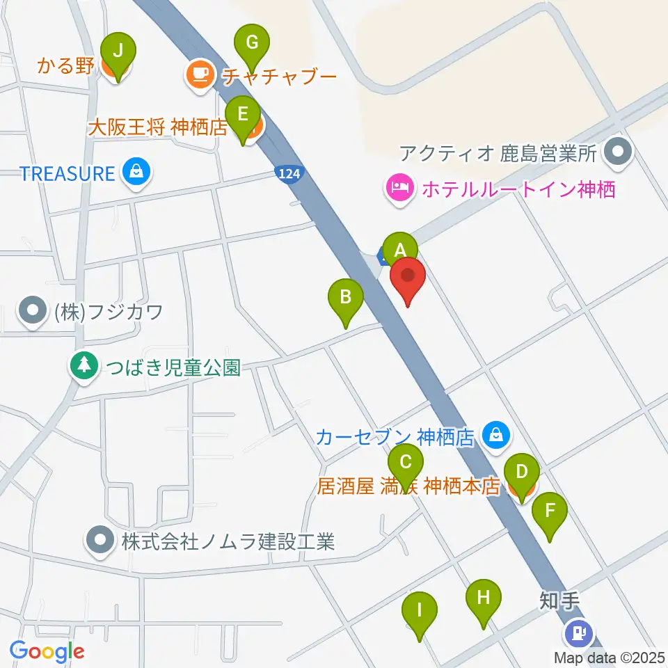 オワリヤ楽器 神栖支店周辺のファミレス・ファーストフード一覧地図