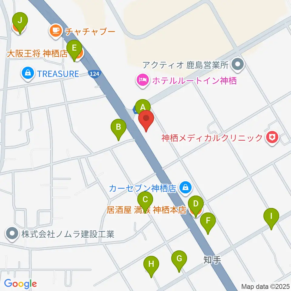 オワリヤ楽器 神栖支店周辺のファミレス・ファーストフード一覧地図