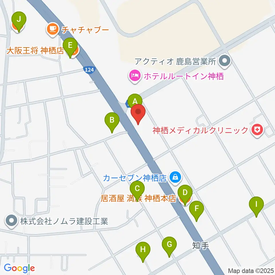 オワリヤ楽器 神栖支店周辺のファミレス・ファーストフード一覧地図