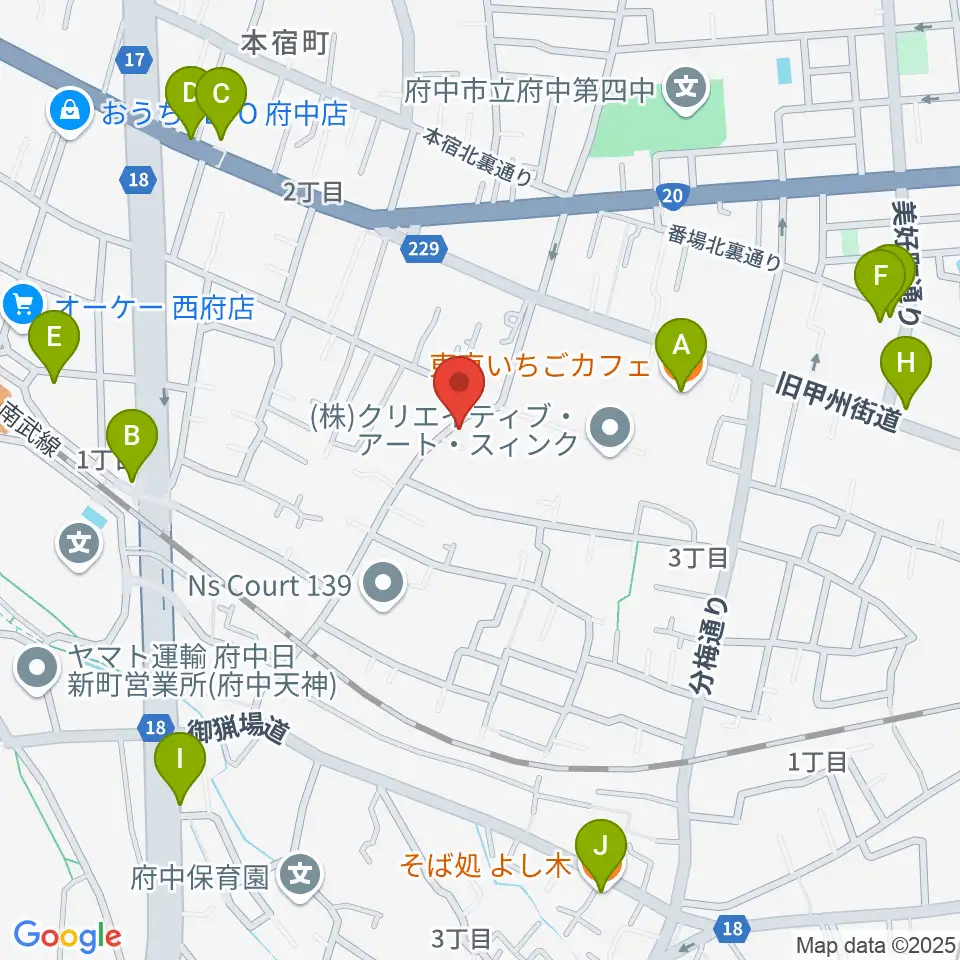 KEI音楽学院周辺のファミレス・ファーストフード一覧地図