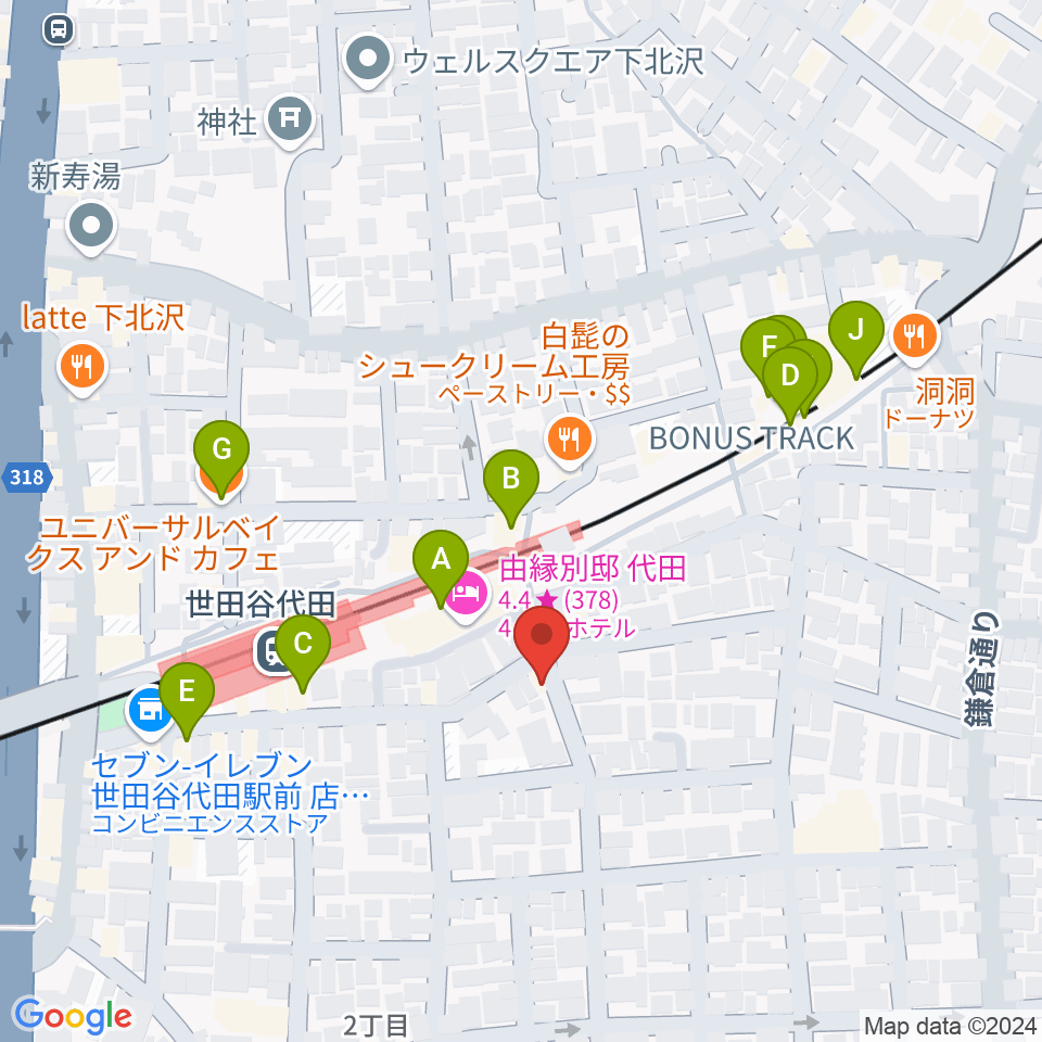 グラスホッパー・ギターズ周辺のファミレス・ファーストフード一覧地図