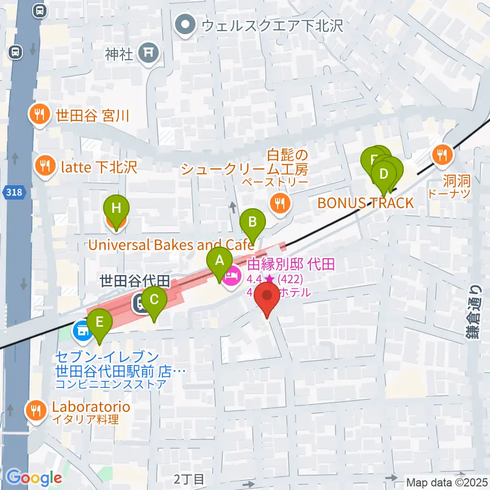 グラスホッパー・ギターズ周辺のファミレス・ファーストフード一覧地図