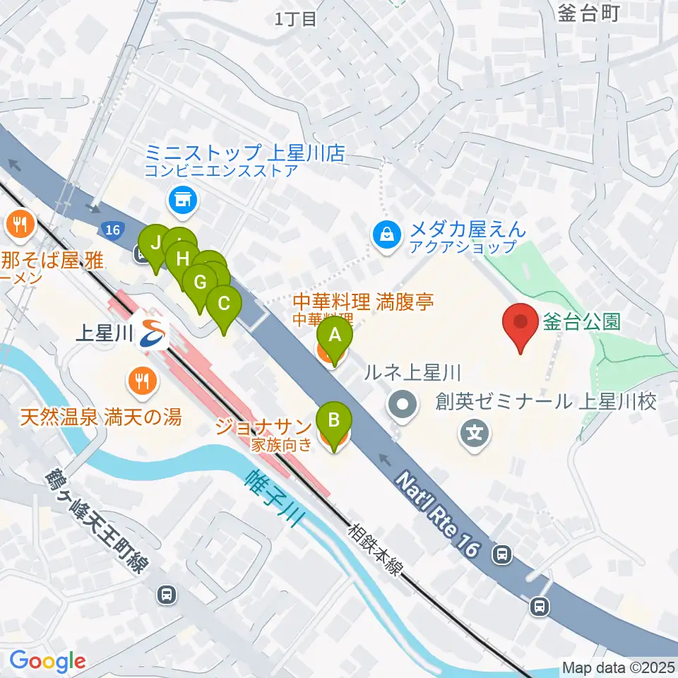 横浜ミュージックアカデミー周辺のファミレス・ファーストフード一覧地図