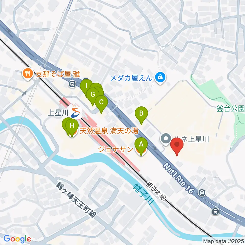 横浜ミュージックアカデミー周辺のファミレス・ファーストフード一覧地図
