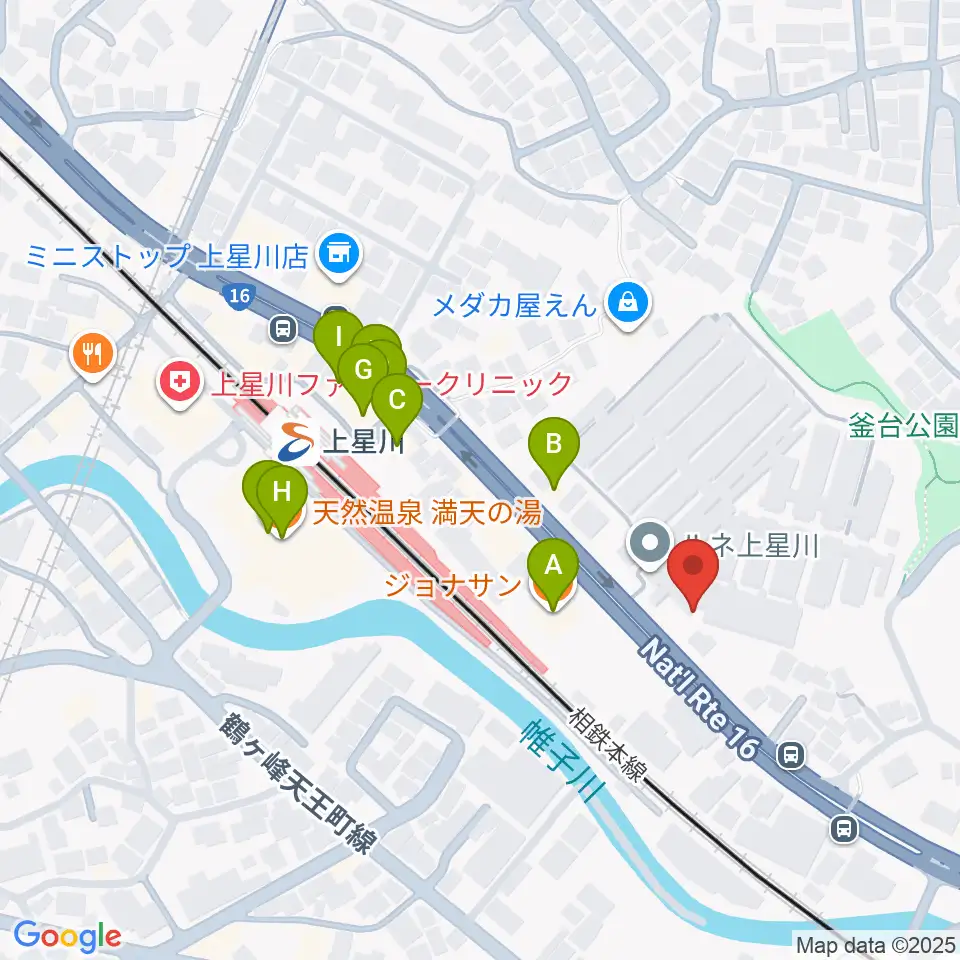 横浜ミュージックアカデミー周辺のファミレス・ファーストフード一覧地図