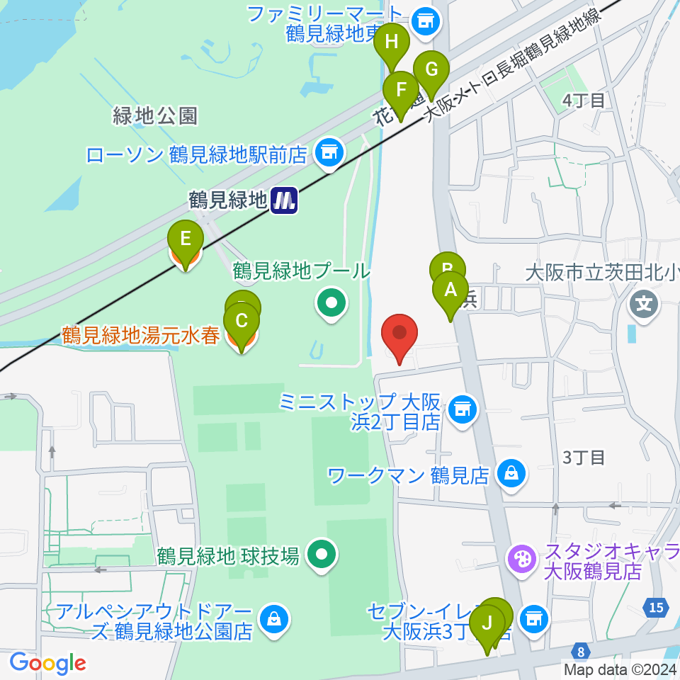 ナッジスタジオ周辺のファミレス・ファーストフード一覧地図