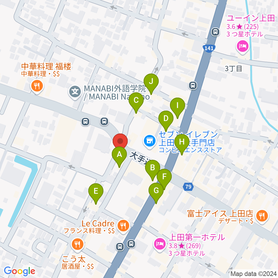 MY楽器周辺のファミレス・ファーストフード一覧地図