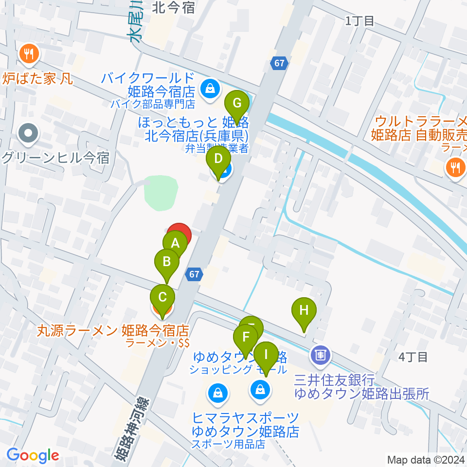 ピア音楽院周辺のファミレス・ファーストフード一覧地図