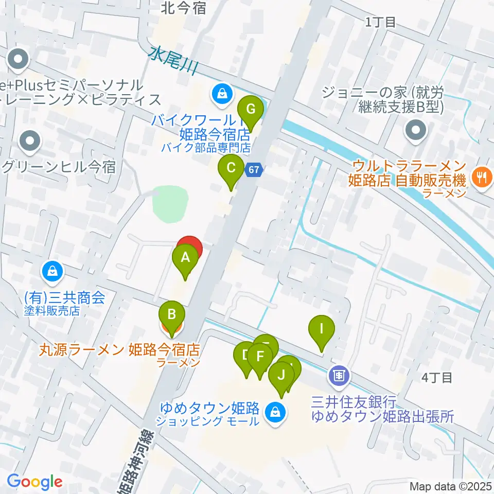 ピア音楽院周辺のファミレス・ファーストフード一覧地図
