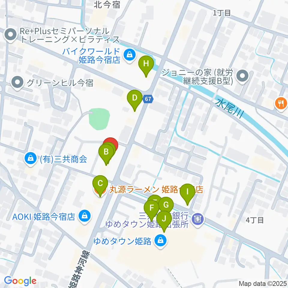 ピア音楽院周辺のファミレス・ファーストフード一覧地図