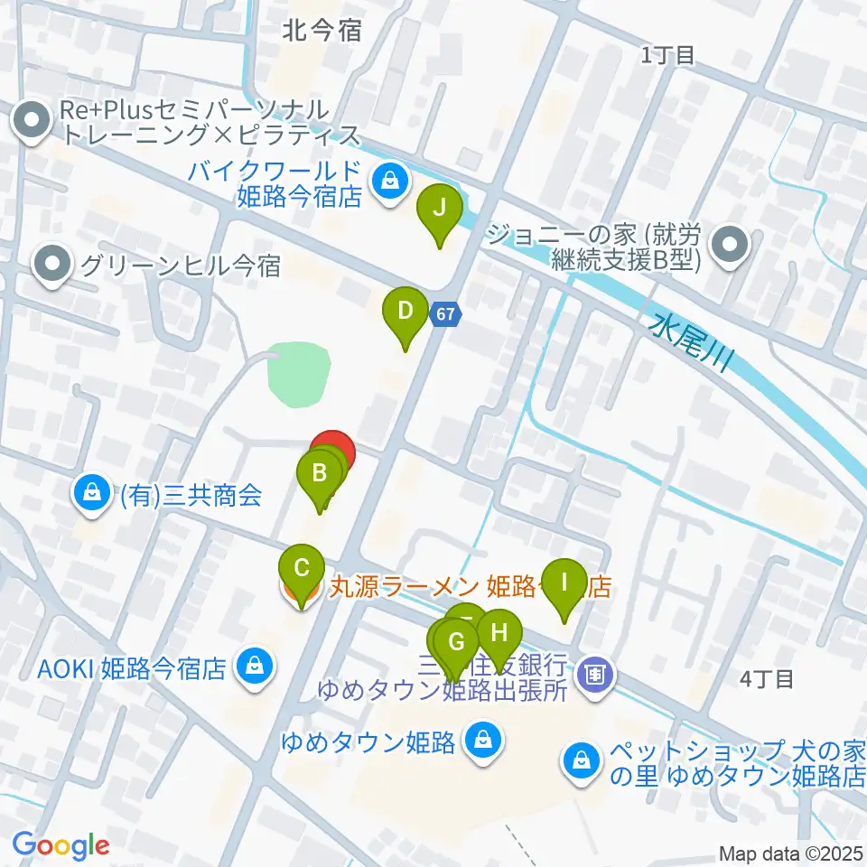 ピア音楽院周辺のファミレス・ファーストフード一覧地図