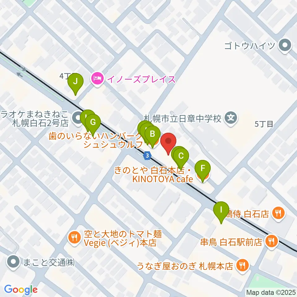 middle C周辺のファミレス・ファーストフード一覧地図