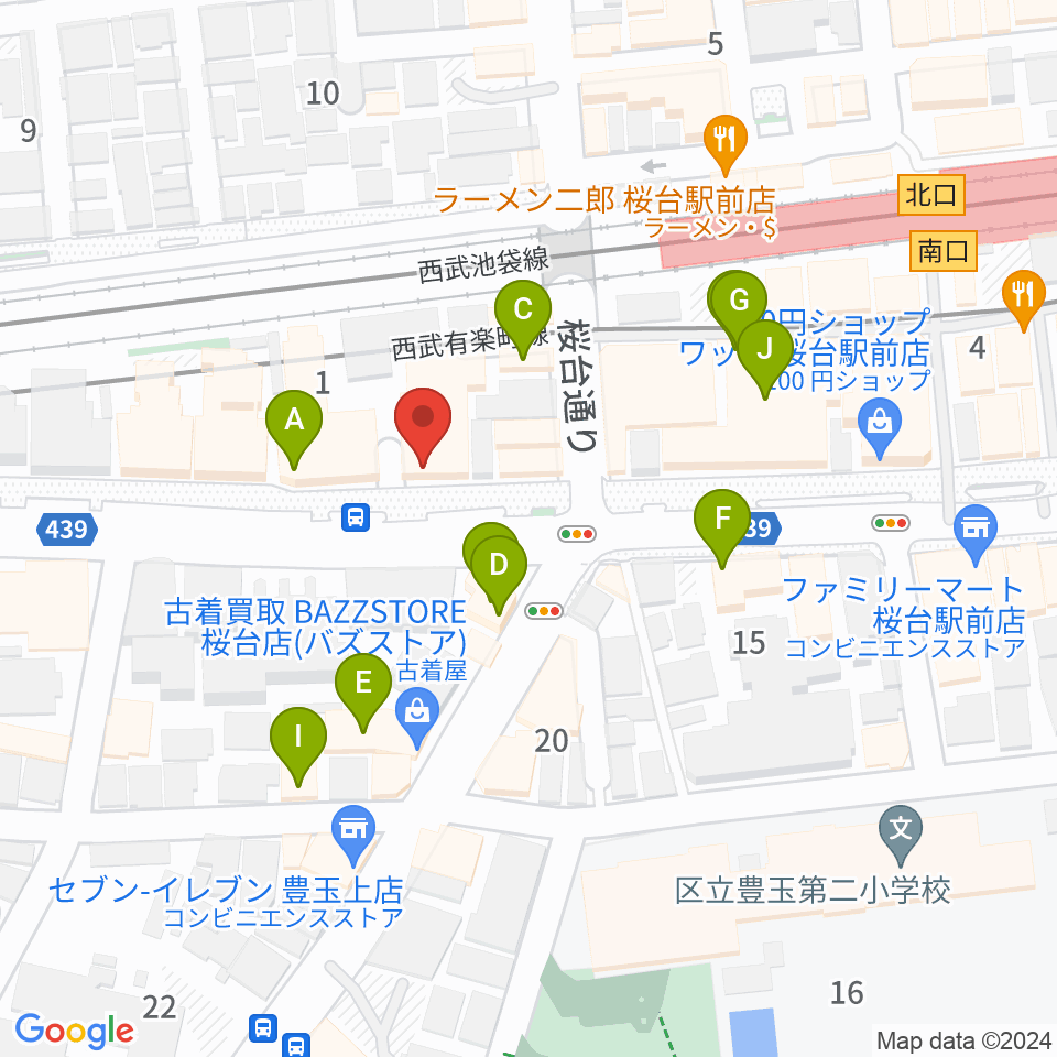 東音楽器本店周辺のファミレス・ファーストフード一覧地図