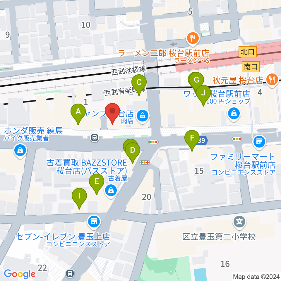 東音楽器本店周辺のファミレス・ファーストフード一覧地図