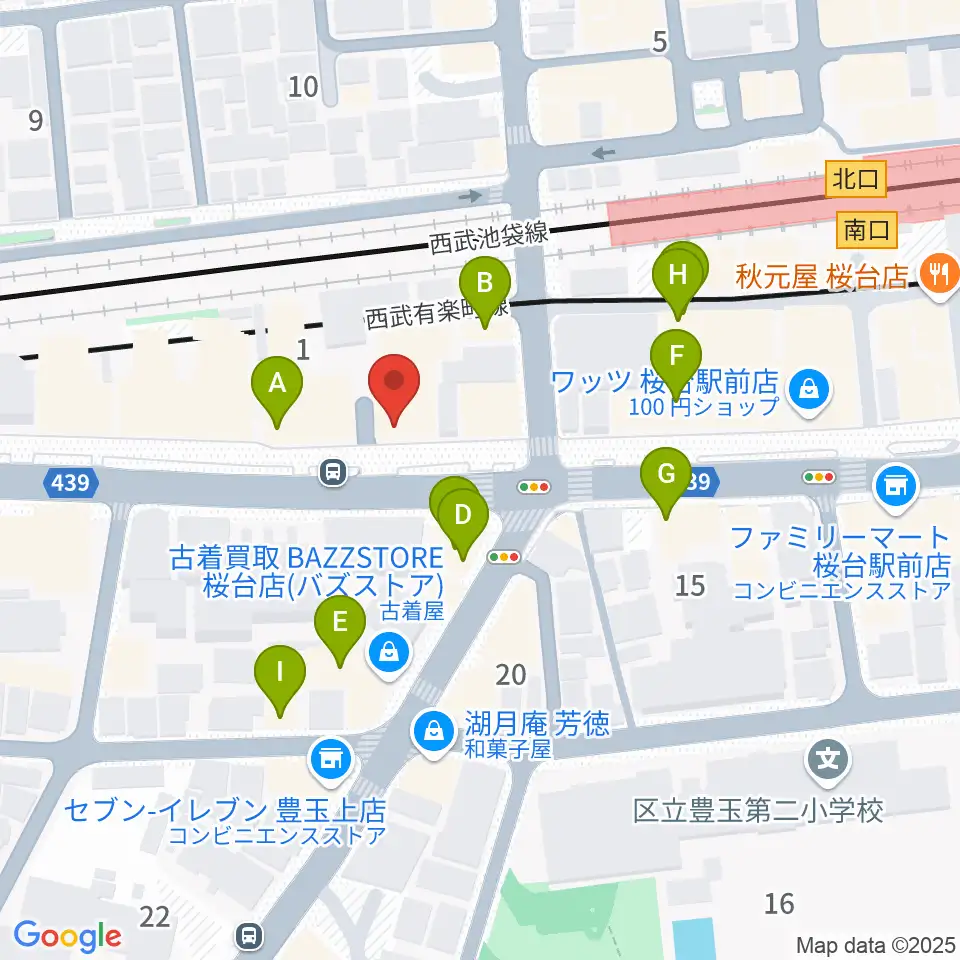 東音楽器本店周辺のファミレス・ファーストフード一覧地図