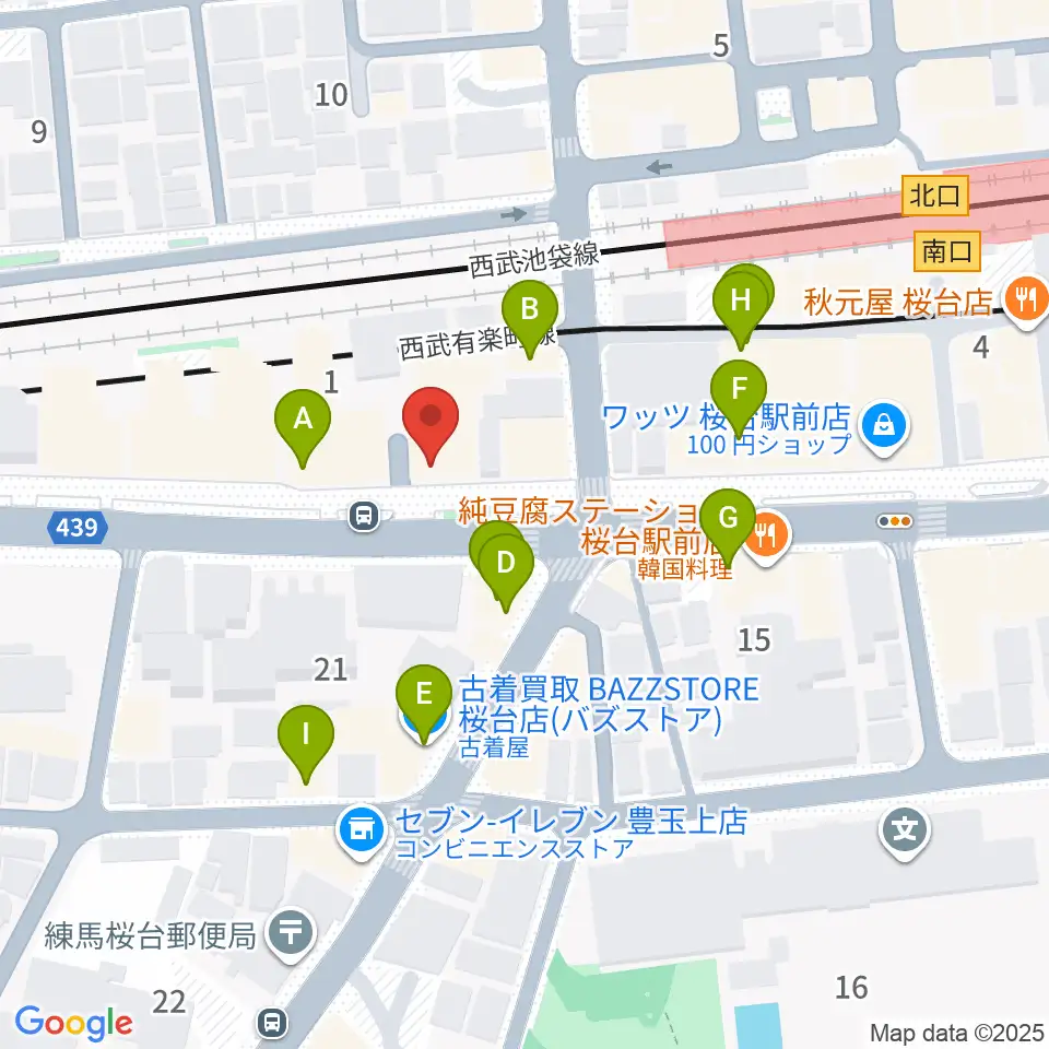東音楽器本店周辺のファミレス・ファーストフード一覧地図