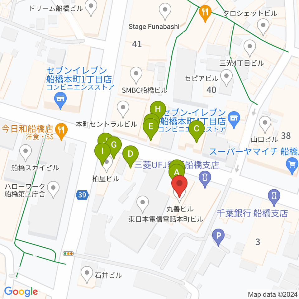 スタジオパックス船橋店周辺のファミレス・ファーストフード一覧地図