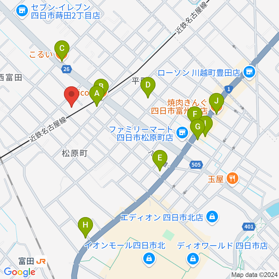 ホーリーハウス周辺のファミレス・ファーストフード一覧地図