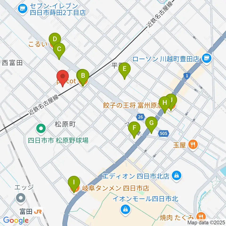 ホーリーハウス周辺のファミレス・ファーストフード一覧地図