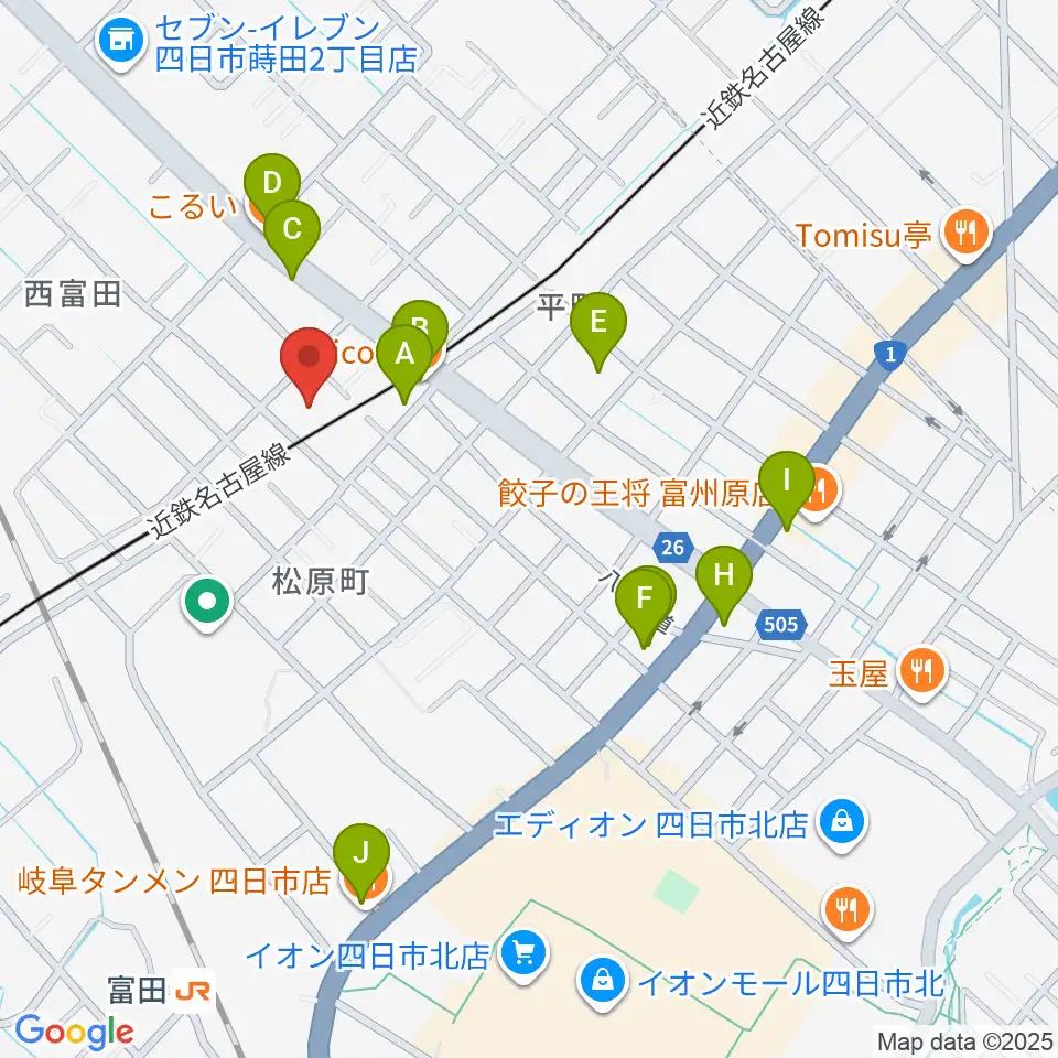 ホーリーハウス周辺のファミレス・ファーストフード一覧地図