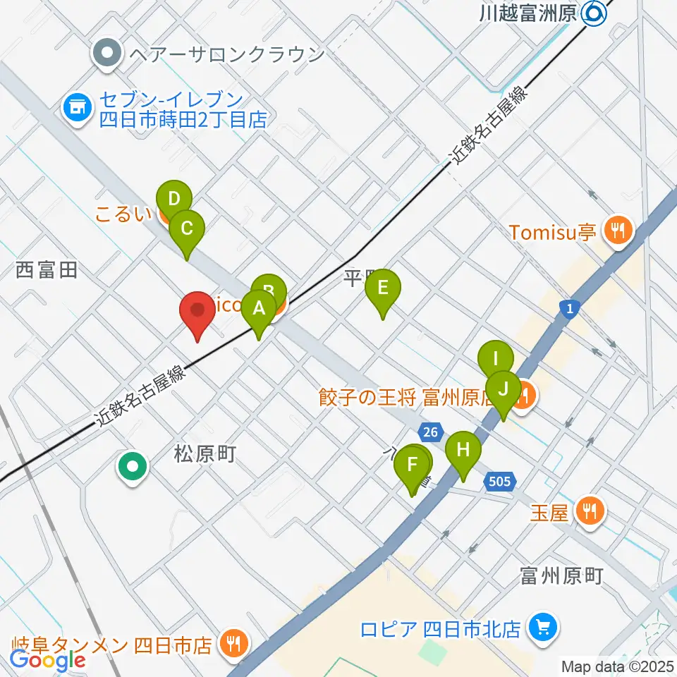 ホーリーハウス周辺のファミレス・ファーストフード一覧地図