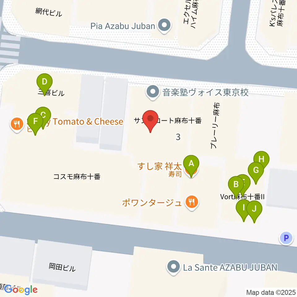 音楽塾ヴォイス東京校周辺のファミレス・ファーストフード一覧地図