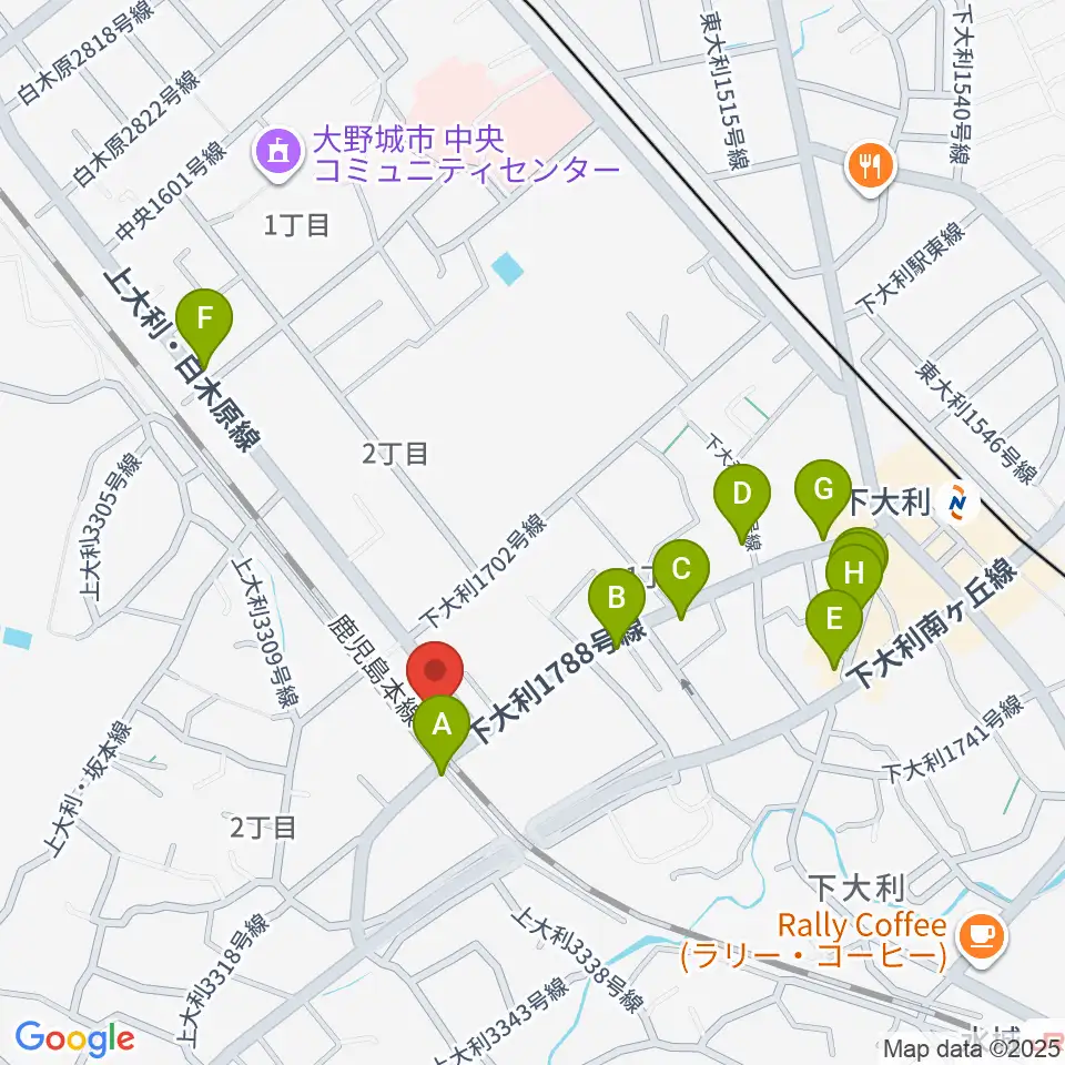 フォーレ音楽院周辺のファミレス・ファーストフード一覧地図