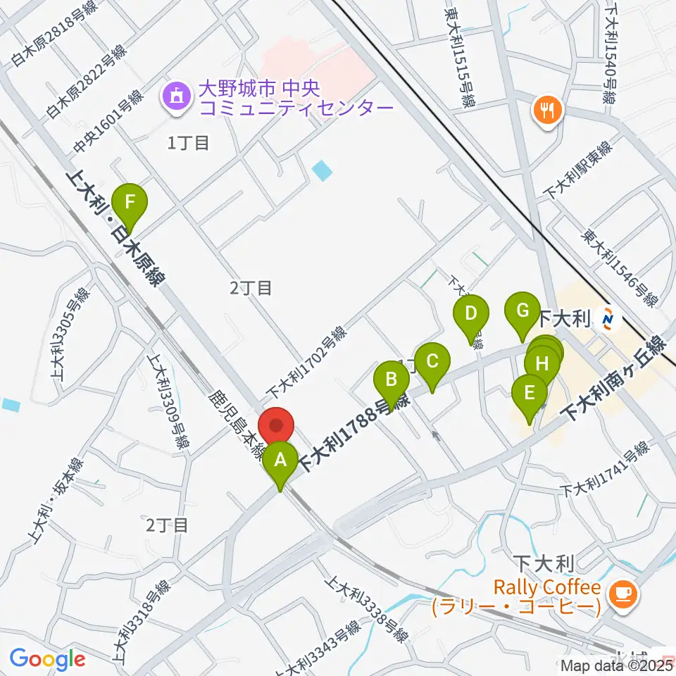 フォーレ音楽院周辺のファミレス・ファーストフード一覧地図