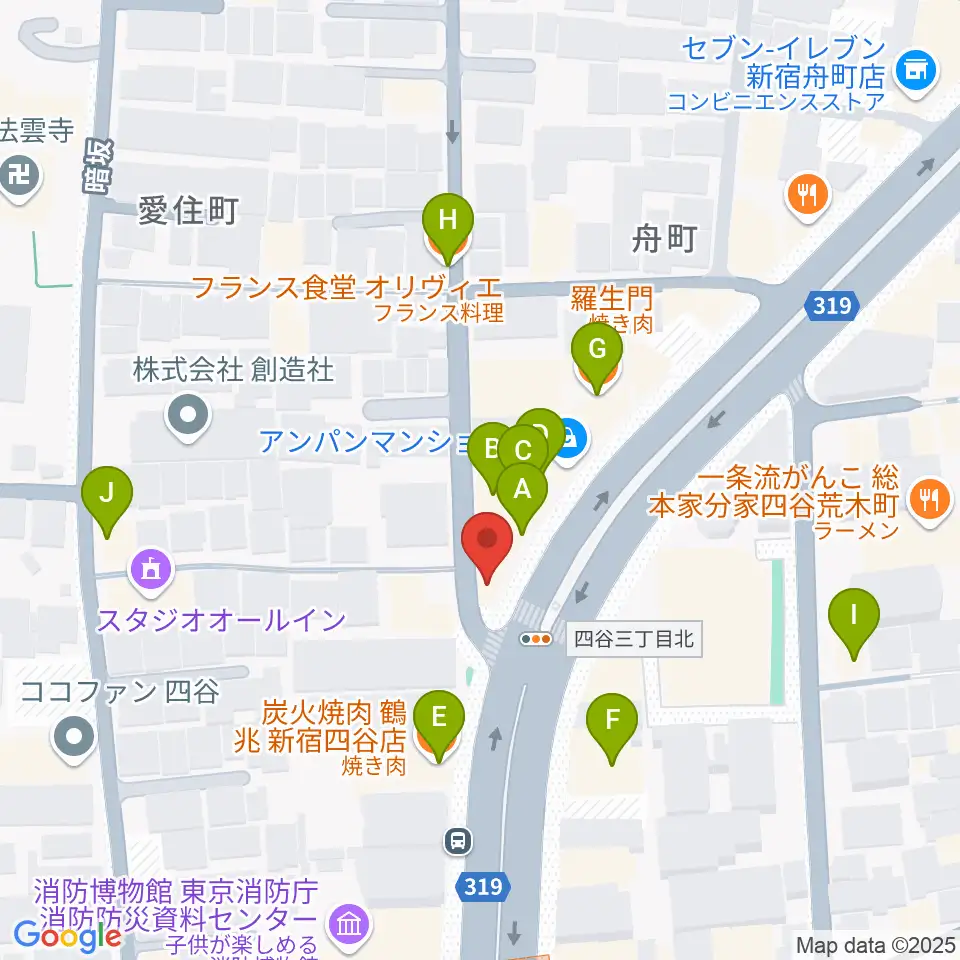 四谷ウナ・カンツォーネ周辺のファミレス・ファーストフード一覧地図
