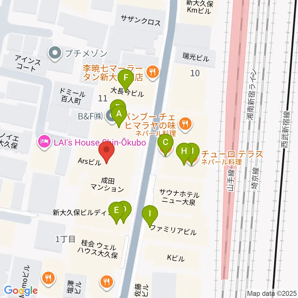 新宿ブロードバンドスタジオ/Pulse Studio周辺のファミレス・ファーストフード一覧地図