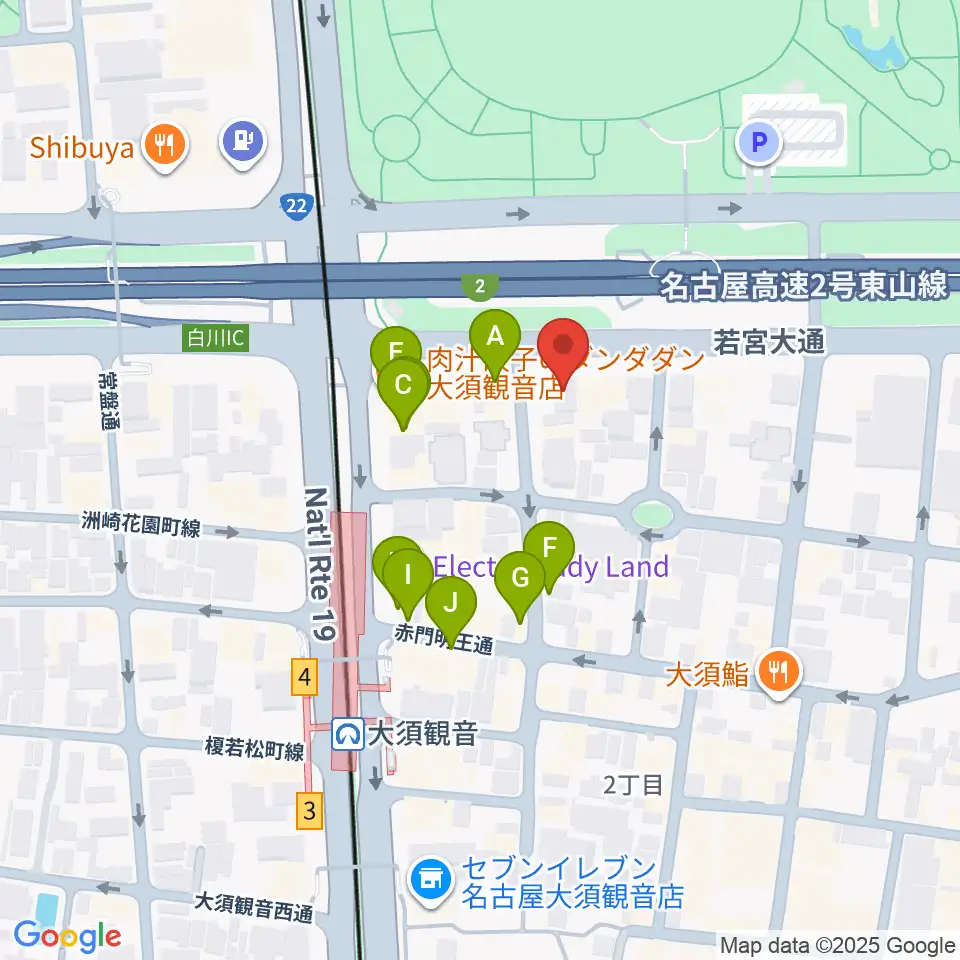 Studio STAIRWAY周辺のファミレス・ファーストフード一覧地図