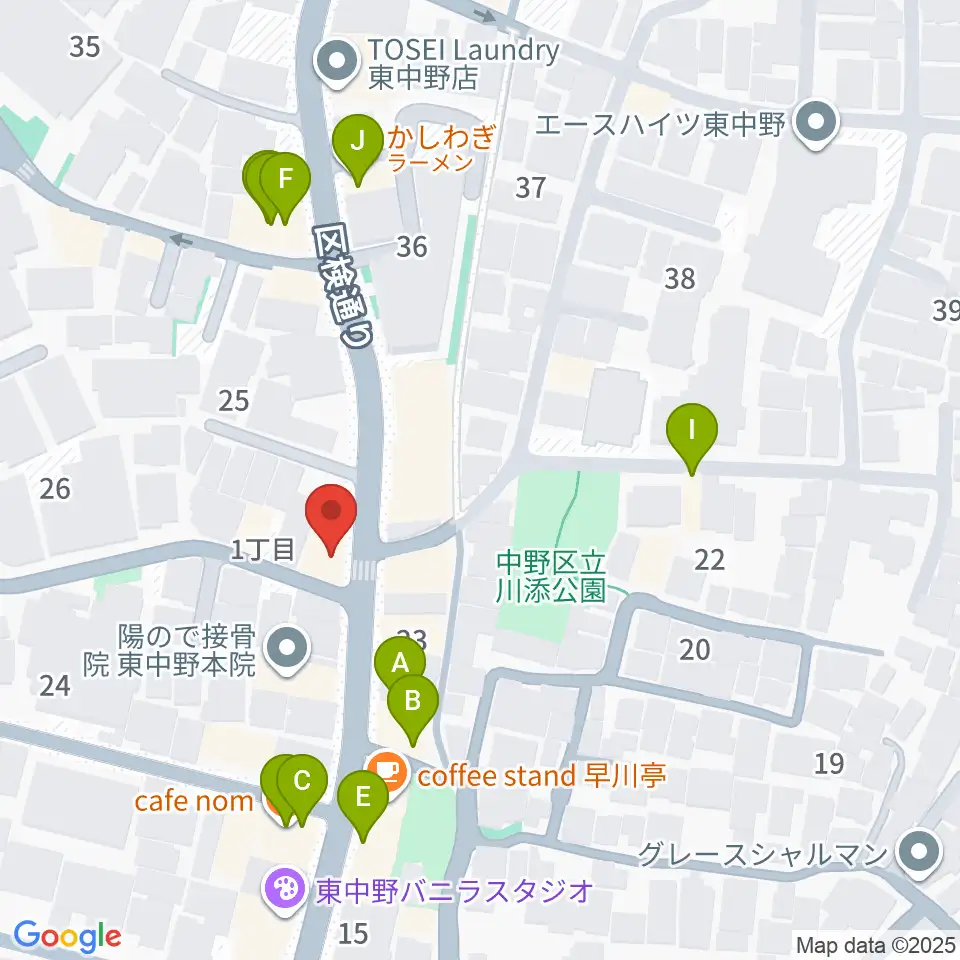 LD&K 東中野スタジオ周辺のファミレス・ファーストフード一覧地図