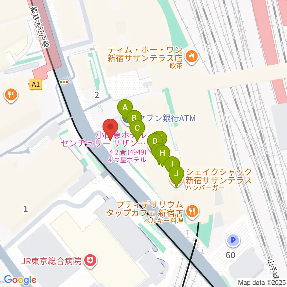 T.G.P.ドラムスクール新宿校周辺のファミレス・ファーストフード一覧地図