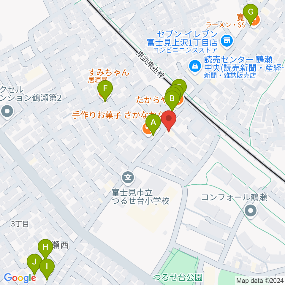 埼玉音楽院周辺のファミレス・ファーストフード一覧地図