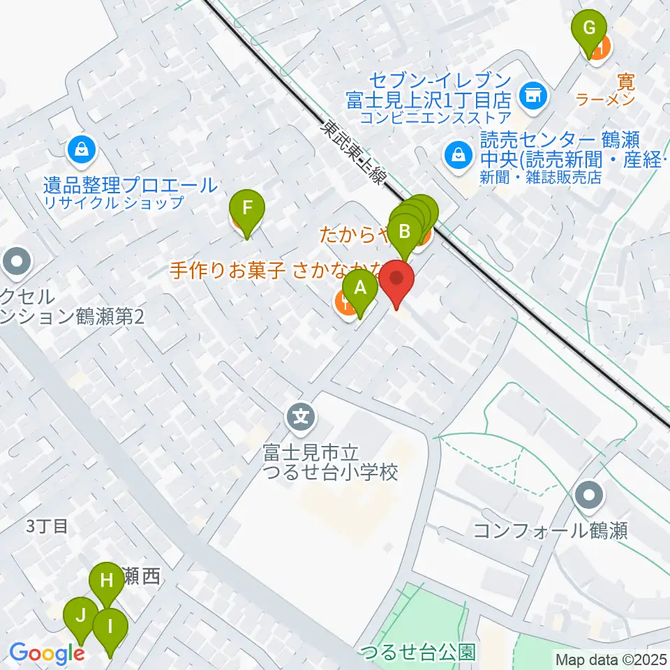 埼玉音楽院周辺のファミレス・ファーストフード一覧地図
